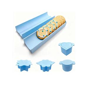 6-Piece Cake Mold Set with 9.06 inch Tray - Heart-shaped, Star Shaped, Awn Shaped, Circular, 3D Cake Cutting Machine and Pusher - Baking Mold Set for Birthdays, Weddings, Parties, and Family Desserts