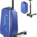 Iubest Scooter Luggage Carry On Scooter Suitcase for Kids Age 4-15, Detachable & Foldable 4 in 1 Kids Suitcase, Multifunctional Ride On Travel Trolley Scooter Combo-Blue