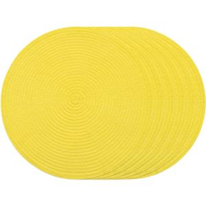 Round Braided Placemats Set of 6 Woven Place Mats 15 inch for Dining Table Kitchen Washable Non-Slip Table Mats (Lemon Yellow, 6Pack)
