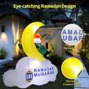 Dawdix 5FT Inflatable Ramadan Decorations, Blow Up Ramadan Crescent Moon with LED Lights, Muslim Islamic Eid Mubarak Inflatables Decor for Outdoor Holiday Party, Yard, Garden