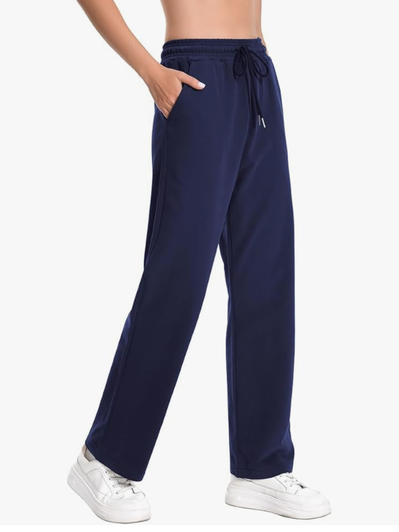 Auriviz High Waisted Sweat Pants Drawstring Womens Sweatpants Slant Side Pockets Straight Leg Pants 29’’ Inseam Size L