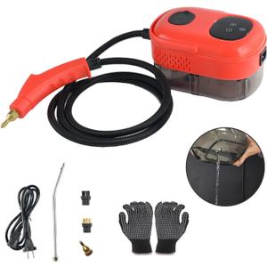 2500W Portable Steam Cleaner, High Temperature Steamer for Cleaning Bed Bugs, Steam Cleaner for Bathroom, Kitchen, Car Detailing, Mattress, Couch, Furniture, Upholstery, Grout and Tile (Red)