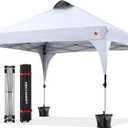 ABCCANOPY 10x10FT Canopy Tent 1-Person Setup,Portable Instant Sun Shelter with 4 Weight Bags(White)