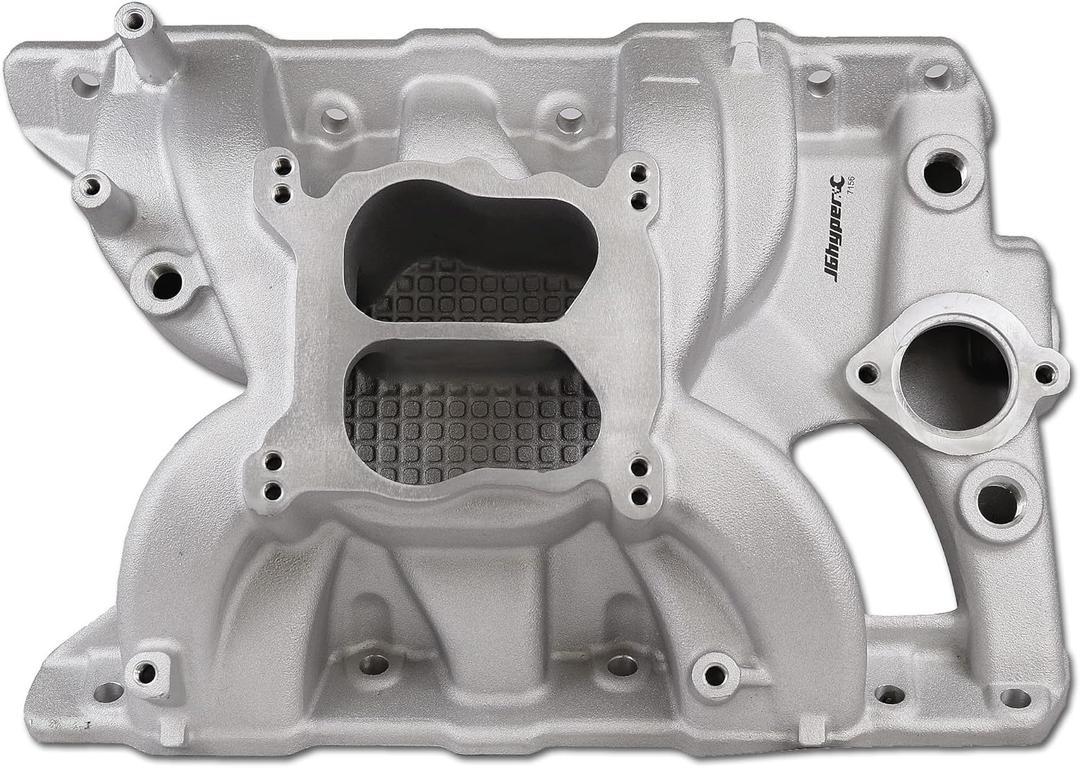 7156 Intake Manifold Aluminum Dual Plane Compatible with Pontiac 1965-1979 326 350 389 400 455 V8 RPM 1,500-6,500