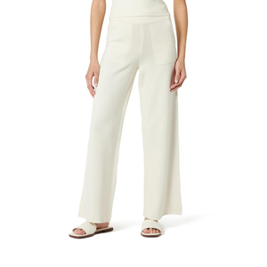 The Drop Women's Cynthia Cotton Blend Wide Leg Sweater Pant, Whisper White, Small