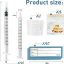 50 Sets 1mL Colostrum Syringes with Caps, Colostrum Collector Kit Include 50pcs 1mL Sterile Syringes, 1 Measuring Cup, 5 Storage Bags, 50 Labels