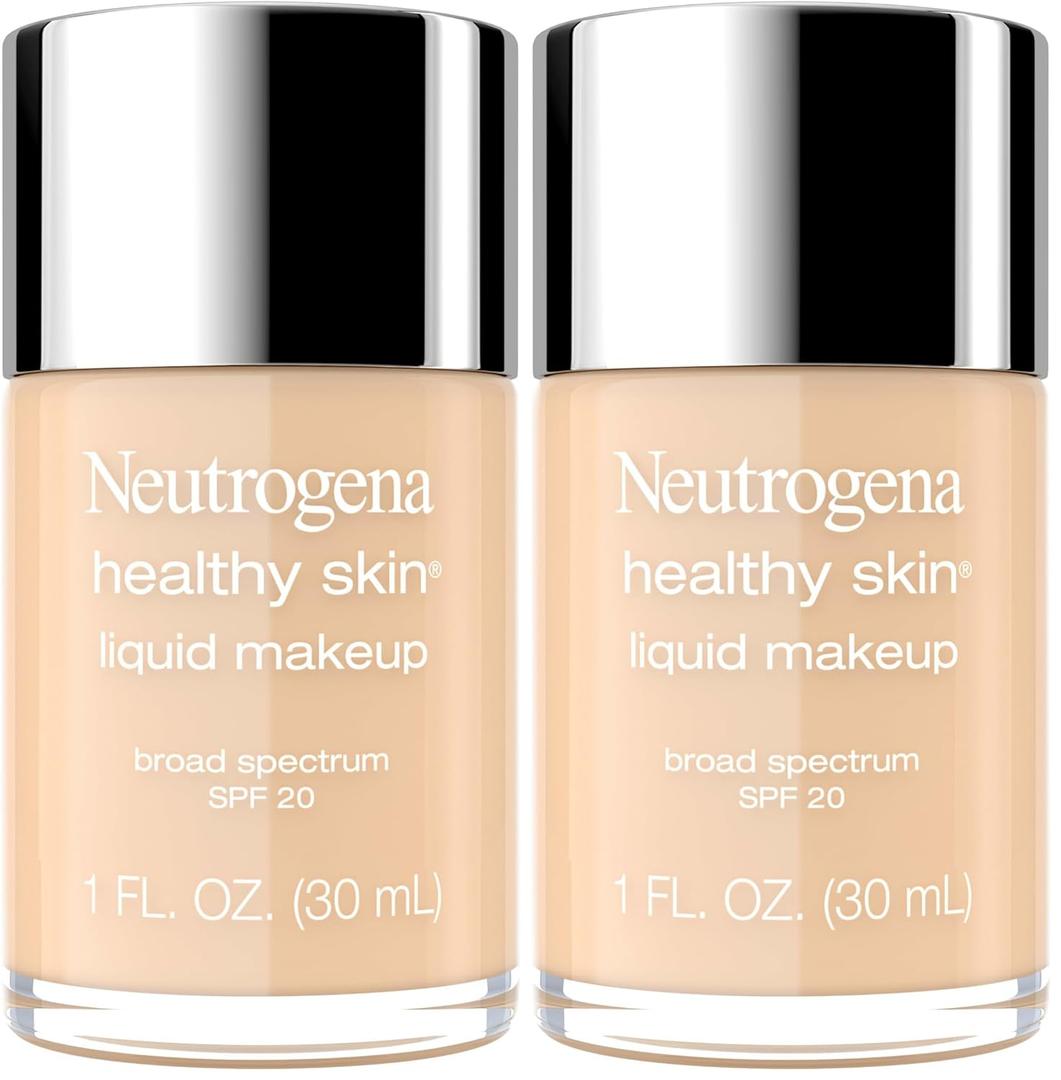 Neutrogena Healthy Skin Liquid Makeup Foundation, Broad Spectrum SPF 20 Sunscreen, Lightweight & Flawless Coverage Foundation with Antioxidant Vitamin E & Feverfew, 40 Nude, 1 fl. oz(2pk)