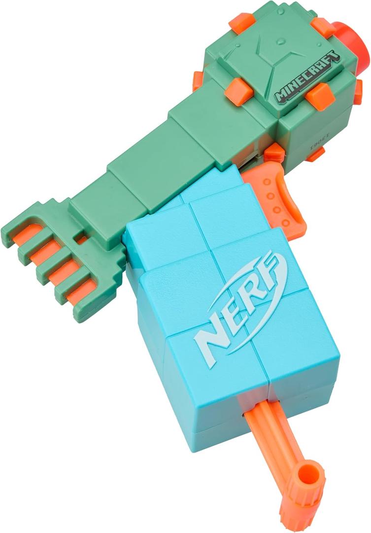 Nerf MicroShots Minecraft Guardian Mini Blaster, Minecraft Guardian Mob Design, Includes 2 Official Elite Darts, Priming Handle