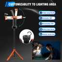 AKOFUN 12000mAh Camping Light with Stand, Rechargeable Work Light, 10000 Lumen Dimmable Cordless Work Light with 3 LED Lamp Heads, Magnetic Emergency Flashlight with 79" Detachable Tripod