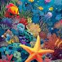 Coral Starfish Jigsaw Puzzles 1000 Pieces for Adults -Challenging Summer Tropical Ocean Coral Jellyfish Art, Premium Matte Finish, 27.56 x 19.68 Inches, Perfect for Game Nights