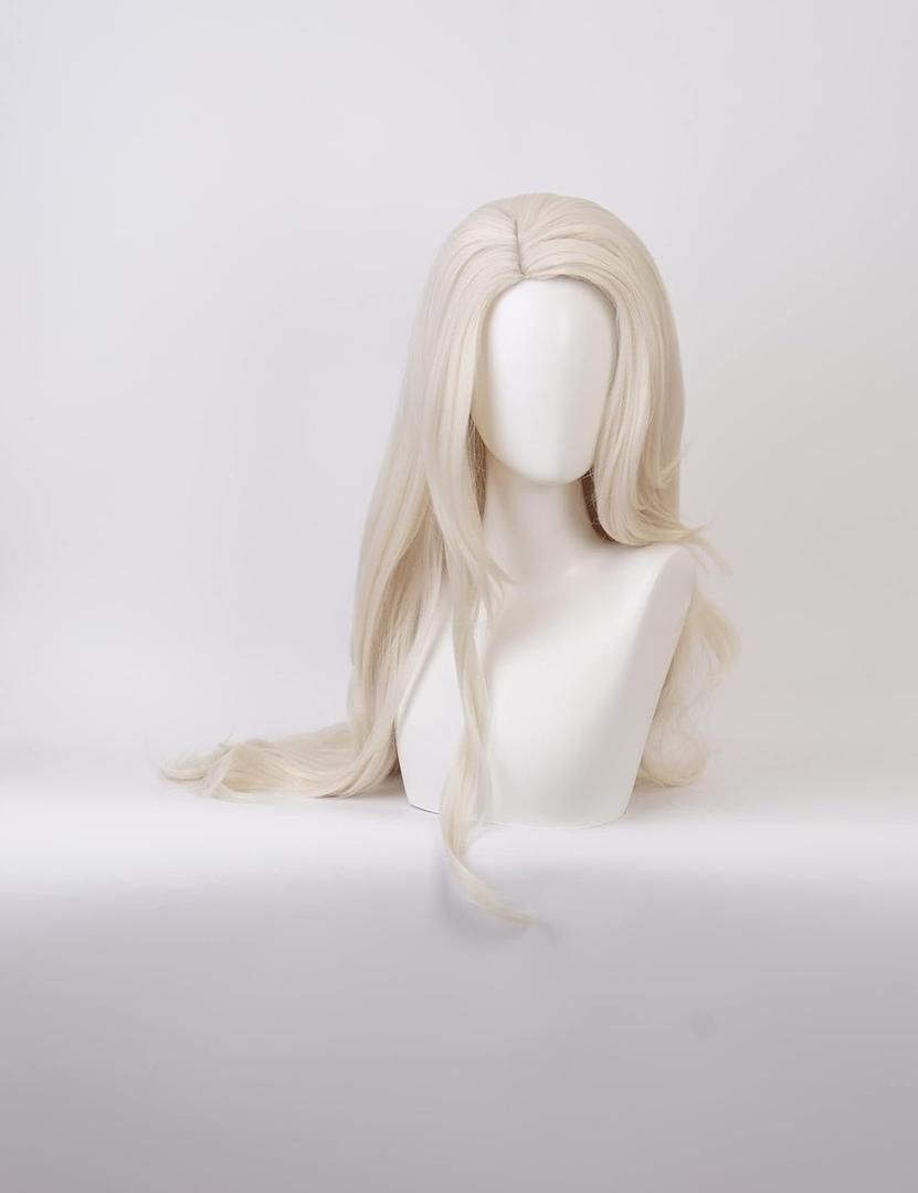 Anime Cosplay Wigs Womens Long Wavy Beige Princess Wig Halloween Costume Party Synthetic Wigs