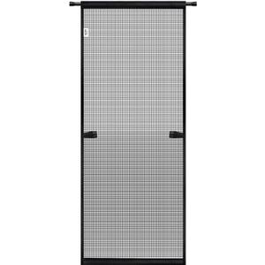 Hanging Screen Door - Fits Door Size 36" x 96" (Curtain Size 38'' x 97''), Sturdy Fiberglass Door Curtain Has Tension Rod&Hook&Loop Two Ways of Use, Heavy Duty Durable Door Screen (Black)