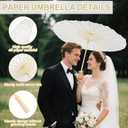 PLUVAVA 5 PCS 33 Inch White Paper Umbrella and 5 PCS Folding Handheld Fans Paper Parasols Large Chinese Japanese Oiled Umbrella DIY Painting Carfts for Wedding Props Bridal Party Décor (5 PCS)