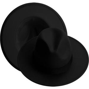 KUJUHA Fedora Hats for Mens/Womens Felt FedoraHats Two Tone Wide Brim Fedora Hats Rancher Hat