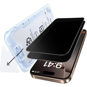 SMARTDEVIL 2 Pack Privacy Screen Protector for iPhone 16 Pro Max, Anti-Spy Tempered Glass, 9H Hardness, Scratch Resistant, Easy Installation, Bubble Free, Case Friendly