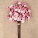 Ranunculus Artificial Flowers 18 Pcs, Faux Silk Mini Peonies Bulk Flowers for Vase, Fake Wedding Filler Flowers for DIY Bouquets, Centerpieces Arrangements Bridal Shower Decor, Dusty Rose