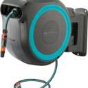 GARDENA Retractable Garden Hose Reel - 115 Feet - Auto Retract Hose Reel with 180 Swivel Wall Mount - Heavy Duty - Integrated Spray Nozzle - 18630