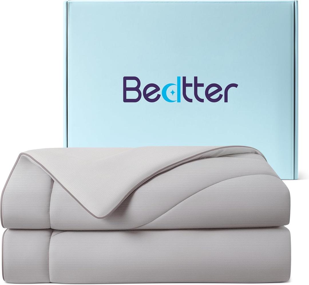 Bedtter Cooling Comforter King Size - Cooling Blankets for Hot Sleepers, Lightweight Comforter for Summer with Dual-Sided Cool Tech, Soft Breathable Cold Blanket for Sleeping, 106x90 Inches, Grey