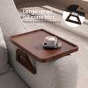 Couch Arm Tray,Bamboo Folding Sofa Tray,Sofa Armrest Tray Clip-On Couch Desk for Drinks,Snacks,Phone,Remote Control Brown