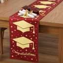 VitalCozy Graduation Table Runner 12 x 108 Inch Grad Cap Satin Table Runner Graduation Party Decorations for Home Tabletop Centerpieces Decor(Burgundy,1)