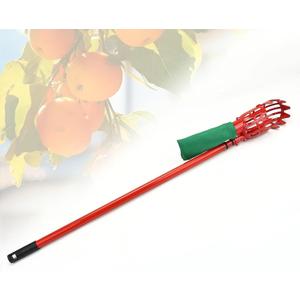 Fruit Picker Pole with Basket, Fruit Grabber for Apples, Apricot, Pear, Orange, Multiple, Mango, Lightweight & Telescoping (3.2m(10.5ft), Red)