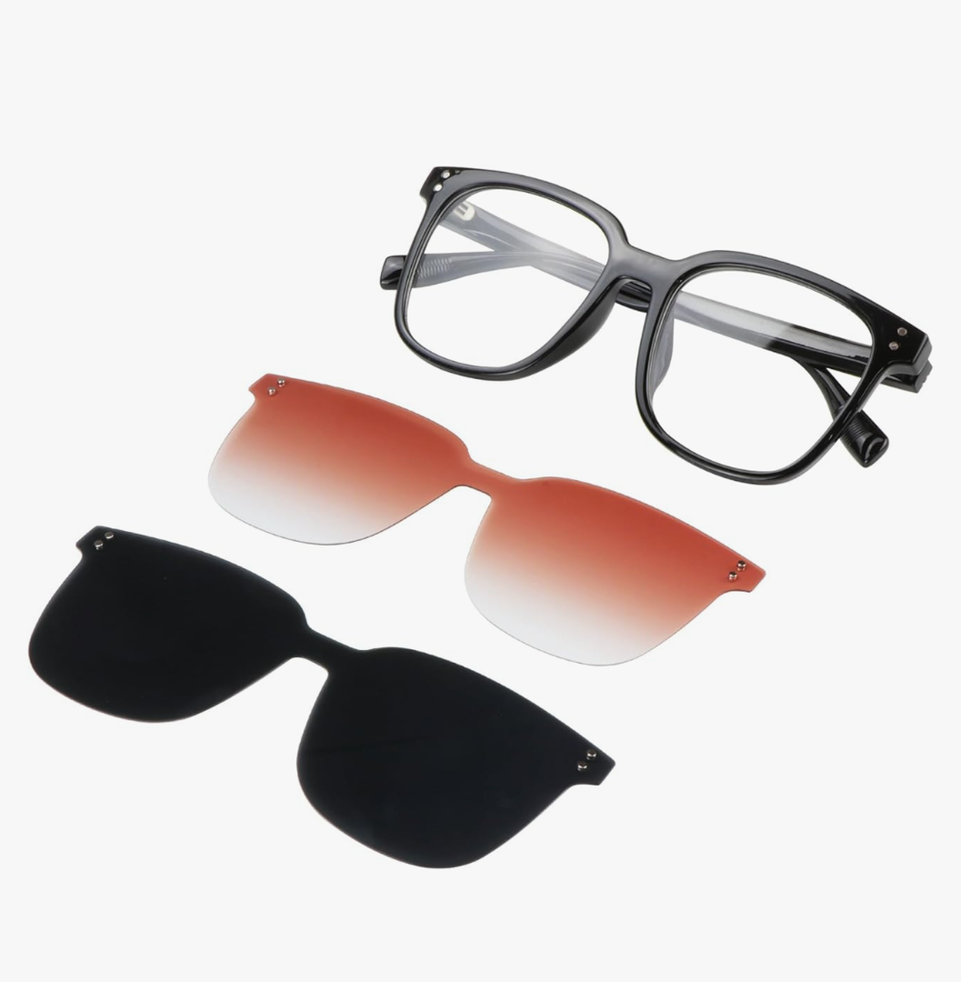 Blue Light Blocking Glasses with Magnetic Clip-On Lenses. Polarized, lightweight&stylish for Men & Women