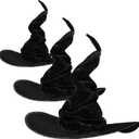 Syhood 3 Pieces Halloween Witch Hats Black Large Ruched Witch Hat Women Costume Accessory for Halloween Cosplay Party