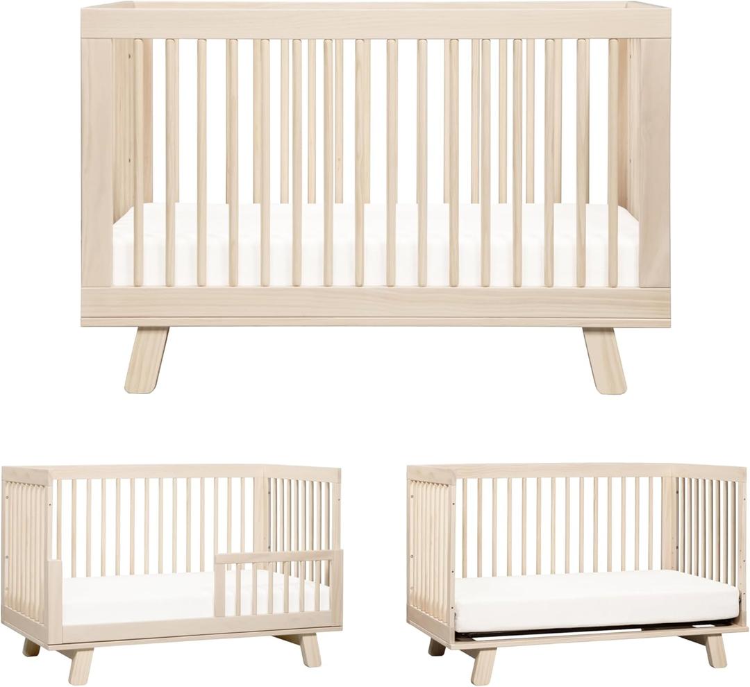 Babyletto Hudson 3-in-1 Convertible Baby Crib - GREENGUARD Gold Certified - Convertible Crib to Toddler Bed and Daybed - Baby Bed with 4 Adjustable Heights - Wooden Crib - Washed Natural