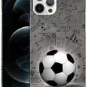 GlamCase for iPhone 12 Pro Max, iPhone 12 Pro Max Case - Soccer Ball with Black Art Wall Printed Cute Slim & Sleek Hard Plastic Designer Back Cover for iPhone 12 Pro Max