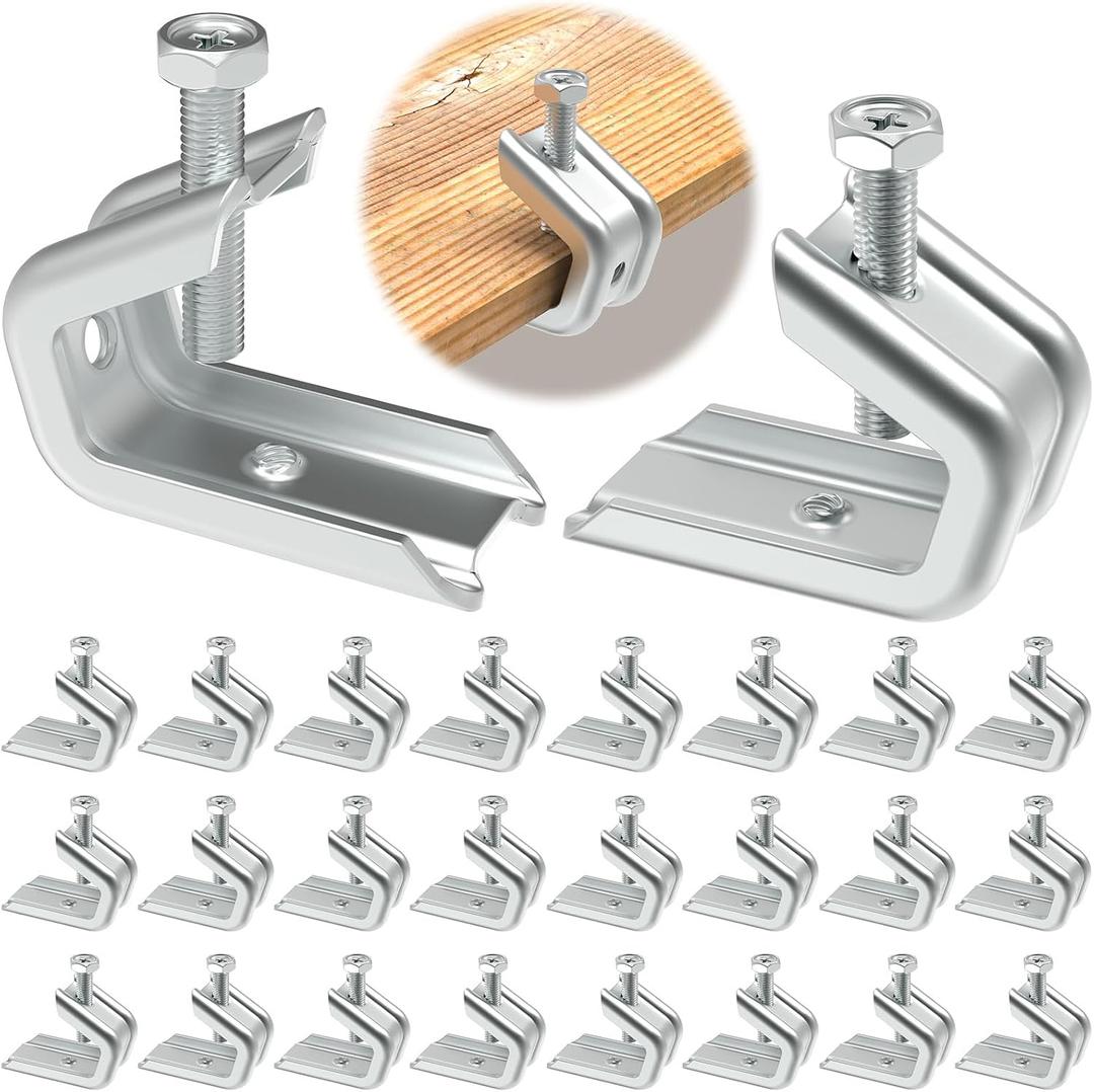 1/4" x 20 Beam Clamp for Threaded Wire Ring, Zinc Plated Steel Beam Clamp with Harden Point Screws for 1/2 inch Flanges 25 Pack