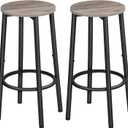 HOOBRO Bar Stools, Set of 2 Bar Chairs, Kitchen Round Height Stools with Footrest, Breakfast Barstools, Sturdy Steel Frame, for Dining Room, Kitchen, Party, Easy Assembly, Greige BG03BY01, 11.8"L x 11.8"W x 25.2"H