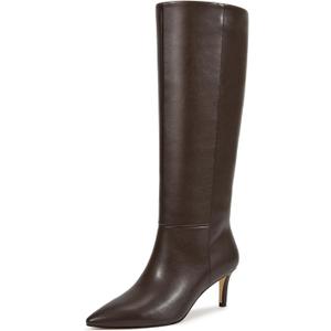 wetkiss Knee High Boots for Women - Pointed Toe Kitten Heel & Crocodile, Side Full Zipper for Easy Wear, All-Day Comfort Boots for Work, Party and Daily Chic Style (7, E-chocolate Brown)