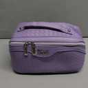 BOYATU Travel Makeup Bag Cosmetic Bags for Women: Large Capacity 3 Pcs Set Make up Bag with Compartments - Waterproof Vegan Leather Toiletry Organizer Bags with Handle (L01 Purple)