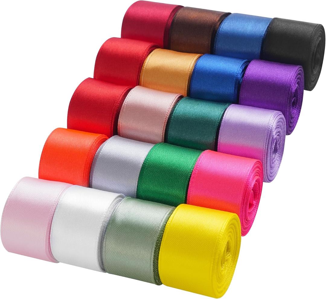 LIUYAXI Rainbow Ribbon 1 Inch Double Faced Satin Ribbon Set for Gift Wrapping Crafts Hair Bows Wedding Party Decor Baby Shower Flower Bouquet, 20 Colors with 5 Yards Each, Total 100 Yards (multicolored) LIUYAXI Rainbow Ribbon 1 Inch Double Faced Satin Ribbon Set for Gift Wrapping Crafts Hair Bows Wedding Party Decor Baby Shower Flower Bouquet, 20 Colors with 5 Yards Each, Total 100 Yards (multicolored)
