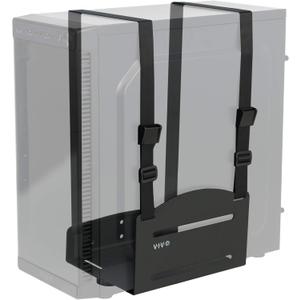 VIVO Universal PC Wall Mount, Adjustable Steel Bracket, Computer Case, Open Frame CPU Strap Holder, Black, MOUNT-PC03V