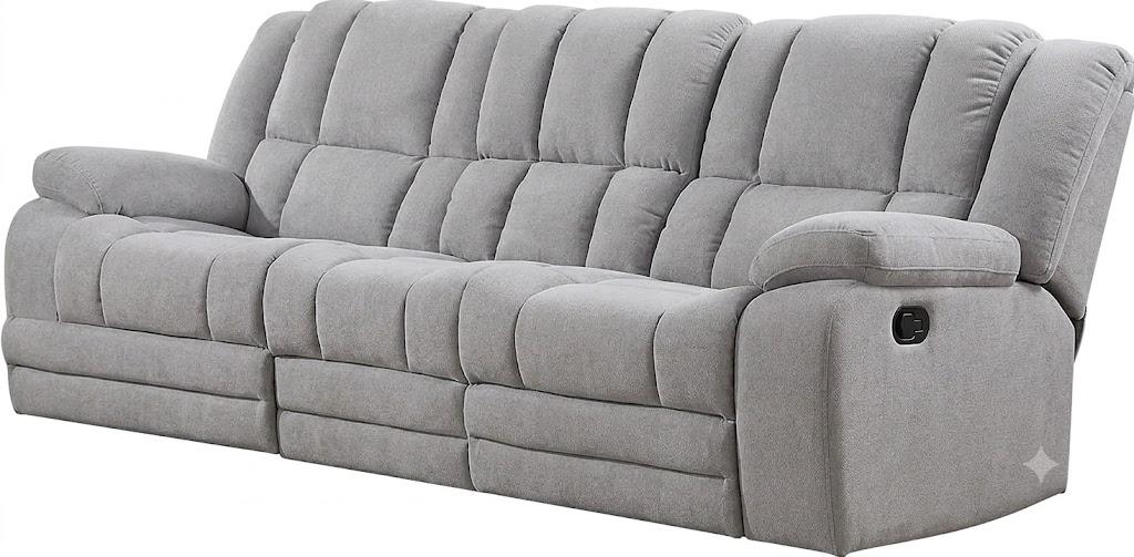 Recliner Chair Sofa, Living Room Furniture Set, 3 Seat Ergonomic Lounge Sofa Counch, Manual Recliner Sofa Made with Chenille Fabric for New Year (Light Grey) 7 1/2 ft x 2 1/2 ft