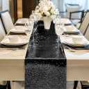 Sequin Table Runners 72 Inches Long Black Glitter Table Runner for Party, Wedding, Bridal Baby 6 Pcs, Black