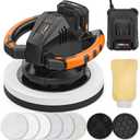 THINKWORK Buffer Polisher, 20V Cordless Buffer Polisher, 10 Inch Portable Polishing Machine Kit for Car, with 2Ah Rechargeable Battery, 6 Variable Speed 1500-3600RPM,Double handle,Ideal for Car Waxing (Black & Orange)