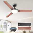 DREO Smart Ceiling Fans with Lights, 52 Inch Black Ceiling Fan, 12 Speeds & 3 Fan Modes, Stepless Color Tones, Dimmable LED Light, 1-12H Timer, Quiet DC Motor, Remote/APP/Alexa/Wall Switch Control