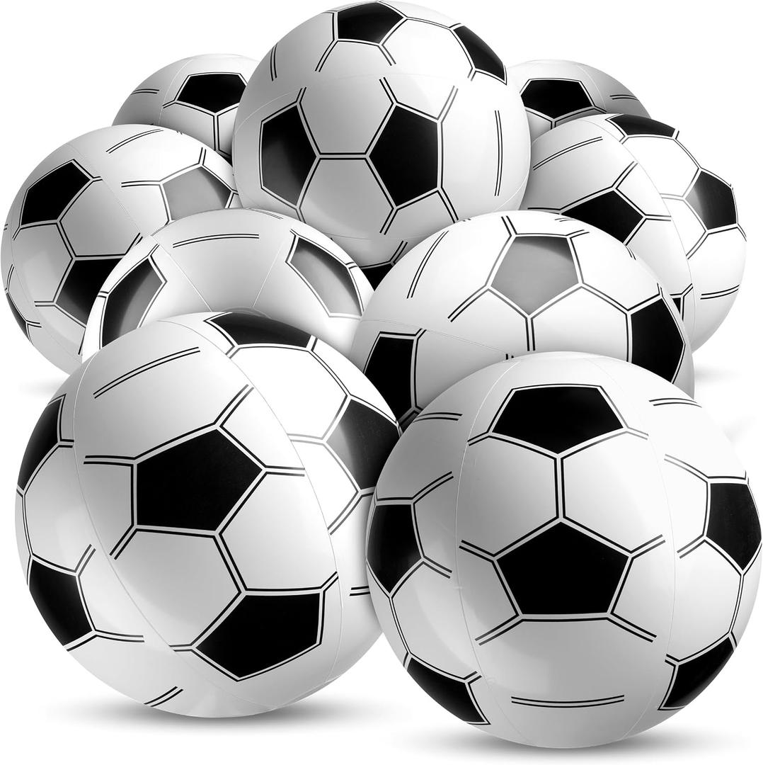 Bedwina Inflatable Soccer Balls (Pack of 12) 16-inch, Beach Balls Bulk for Beach Toys & Soccer Birthday Party Decorations & Party Favors for Kids, Goodie Bags Stuffers