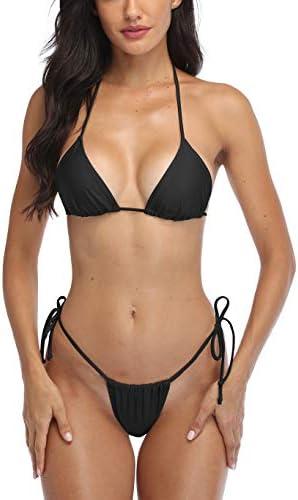 SHERRYLO Thong Bikini Swimsuit for Women Brazilian Bottom Triangle Bikinis Top Bathing Suit, Small