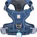 Pawaii No Pull Dog Harness with Pet ID Tag,Reflective Strips No Choke Front O Ring Breathable Mesh Adjustable Soft Padded Pet Vest with Easy Control Handle for Medium Dogs (M (Chest: 22"-27" ), Deep Sea Blue)