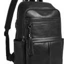 Leather Laptop Backpack for Women, 15.6" Causal Daypack Backpacks Purse Computer Backpack with Laptop Compartment for Travel Work College Business, Black
