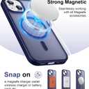 Designed for Magnetic iPhone 14 Case & iPhone 15 Case,[Compatible with MagSafe] [Military Grade Drop Protection] Slim Translucent Matte Shockproof with Anti-Fingerprint Phone Case 6.1"-Seablue