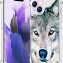 Compatible with iPhone 14 Plus Case Clear Cute for Women - Rugged Phone Cases Funda Protector Cover Skin (Grey Wolf)