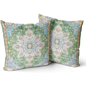 Snycler Boho Throw Pillow Covers 26x26 inch Set of 2 Boho Rug Carpet Double Sided Pattern Short Plush Cotton Soft Pillow Case Cushion Cover Pillowcase for Couch Sofa Bed Decorative (Green)