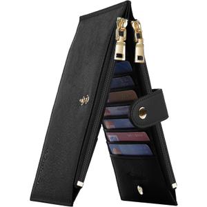 Travelambo RFID Wallet Women Large Size Bifold Multi Card Wallet Case with Zipper Pocket Credit Card Holder for Women (Black)