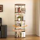 neatevday 4 Tier Rotating Bookshelf, 360° Display Rotating Bookshelf Tower, Tall Spinning Book Shelf, Space Saving Floor Standing Spinning Bookcase for Living Room, Bedroom, Office
