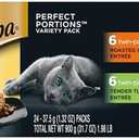 Sheba Perfect Portions Wet Cat Food Cuts in Gravy Variety Pack, Roasted Chicken Entree and Tender Turkey Entree, 2.6 oz. Twin-Pack Trays (12 Count, 24 Servings), Best Before 09/2027