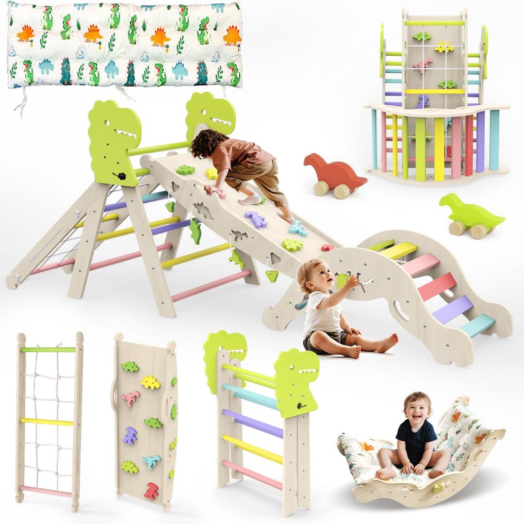 12 in 1 Pikler Triangle Set with Cushion, Montessori Toddler Climbing Toy